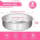 8 Inch Cake Pan Set Of 2  Stainless Steel Round Layer 8 Inch  Silver 
