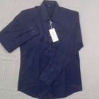 Mens Long Sleeve Slim Fit Dress Shirt Small Navy Blue Button Down Business Nwt