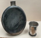 Vintage 188  Us Silverplate Flask   Collapsible Cup lid W  Monogram  5 1 2 X 4  