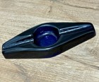 Vintage Blenko 9735 Cobalt Blue Heavy Blown Glass Pipe Cigar Ashtray Holder 10   