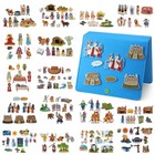 16 Pack Felt Board Story Sets - Flannel Story Pieces With Storage Binder   16 Po