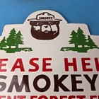 Vintage Forest Service Sign - Smokey Bear Hiking Wilderness Gas Porcelain Sign