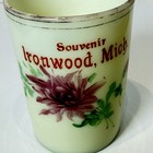 Ironwood   Michigan Mi Uranium Antique Custard Glass Souvenir Trinket Cup
