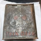 Vintage Antique 1920s Twin Oaks Mixture Vertical Tobacco Tin 