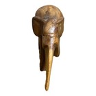 Vtg Elephant Figurine 2  Hand Carved Wood Multi Tone Brown Africa Gloss Animal