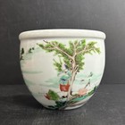 Antique  Vtg Chinese Familie Verte Porcelain Pot Figures Decor