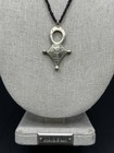 Antique Vintage Moroccan African Glass Beaded Silver Taureg Cross Necklace 17 