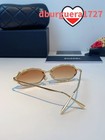 Chanel Cc Metal Gold Frame Diamond Bow Women   s Oval Sunglasses