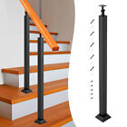 Stair Balusters Post Black Square Metal Stair Railing W  Flat Banister Column
