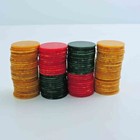 Crisloid Poker Chips Catalin Bakelite Set Of 110 Butterscotch Red Green W  Case