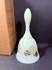 Fenton Medallion Satin Custard Bell Signed  Original Tags Original Box - Glows