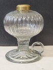Rare 1870s Melon   Fine Rib Footed Finger hand Whale Oil Lamp Antique Eapg Glass