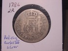 1786 Original Spanish Bolivia 2 Real Carolus  charles  Iii Colonial Silver