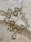 Antique Handmade Linen Table Runner Drawnwork Lace Embroidered Floral Victorian