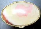 Vintage Silver Plate Stone Top Trinket Pill Box