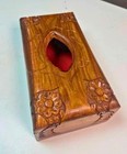Hand Carved Wooden Tissue Box Cover Floral Decorative Holder Home Decor