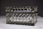 Vintage Italian Murano Cut Crystal Casket Box Mid Century Glass Jewelry Trinket