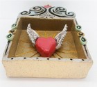 Lynn Rohm Pottery Heart With Wings Nicho Wall Art Love   Freedom To Soar