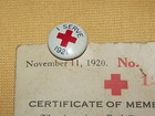 Vintage 1921 I Serve Red Cross Pin   Certificate Of Membership