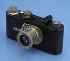 Leica Leitz I Model A Black Paint Camera  50mm Elmar Lens Mushroom Button  10455