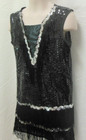 Nwot Black Small Child Flapper Charleston Fringed Dress Sequin Trim Sleeveless