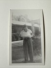 1950s Birthday Party Cake Boy Silly Vintage Photo Snapshot Outdoor