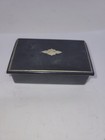 Vintage Black Lacquer Snuff Trinket Box With Silver Motif Art Deco 1930s