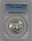 1954-d 50c Silver Franklin Half Dollar Pcgs Ms65fbl Full Bell Lines