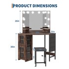 Corner Vanity Desk And Stool  Corner Makeup Vanity With Led Lighted Mirror