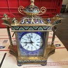 Vintage Chinese Cloisonn   Miniature Portraits  Enamel Carriage Wind Clock  read 