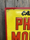     rare Vintage Phillip Morris Cigarettes Embossed Sign With Johnny Bellhop Logo