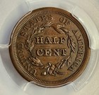 Rare 1851 Braided Hair Half Cent 1 2 C Pcgs Au55 High Grade Beauty    