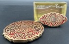 Vintage Stratton England Lipview Lipstick Holder Powder Compact Mirror Red Gold