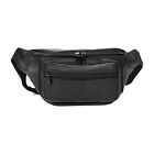 Men s Genuine Leather Black Fanny Pack Waist Belt Bag Hip Pouch Travel New
