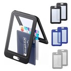 1 2 Pack Id Badge Holder With Double-sided Windows Hard Plastic Vertical Black