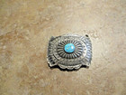 Gem     Vintage Navajo Sterling Silver Turquoise Stamped Design Belt Buckle