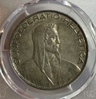 World Silver Coin    1925 Switzerland 5 Francs Pcgs Au50  