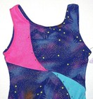 Moret Geometric Butterfly Tank Leotard Bodysuit Shimmer Speed Dry Blue New Girl