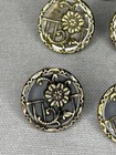 Antique Victorian Metal Waistcoat Picture Buttons - Set Of 7 - 8 16   