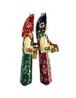 Vintage Russian Folk Art Hand Painted Wooden Women Ornaments Set Of 2 4 5 