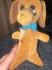 Vintage Dream Pets R  Dakin Dog Plush San Francisco 6    Brown Blue Bow Japan