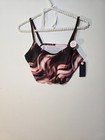 Danskin Sports Bra Pink Brown Black Abstract Pattern Removable Cups Size L