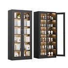 Black Multi-use Metal   Glass Cabinet 71  Tall With Anti-tip Lockable 5 Shelves