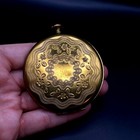 Zell Fifth Avenue Powder Compact Pocket Watch Style 1940s Unused Puff Sifter Box