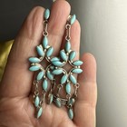 Vintage Sterling Silver Turquoise Pierced Dangle Earrings