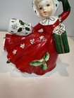 Vintage Relpo A - 1484 Christmas Holiday Girl Planter 7   