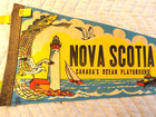 Vintage 1970s Nova Scotia Canada Pennant 25  Lighthouse Souvenir W  Original Tag