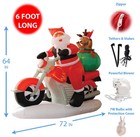 6ft Inflatable Santa Claus   Reindeer Motorcycle Decor   Durable  Weather-resist