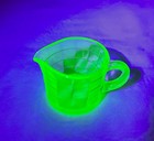 Vintage Green Uranium Depression Glass  Block Optic Small Creamer - 2 1 2 Tall 