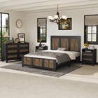 Queen Farmhouse Bedroom Set W  Dresser   Nightstands  Black - 4 Pc
